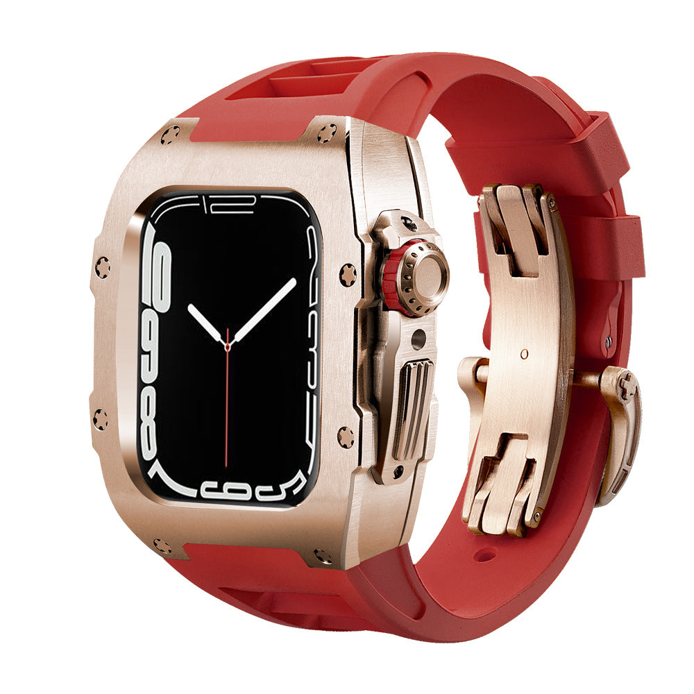 RM Series Fluororubber Band Stainless Steel Case Retrofit Kit For Apple Watch