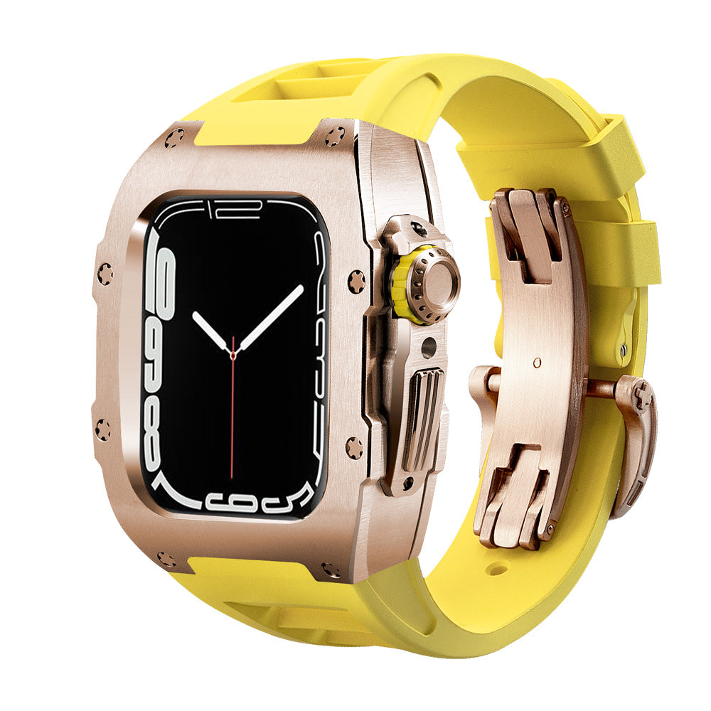 RM Series Fluororubber Band Stainless Steel Case Retrofit Kit For Apple Watch